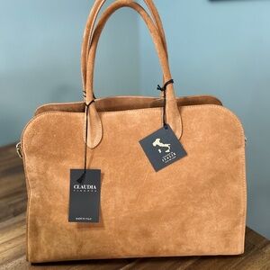 Claudia Firenze Brown/Tan Suede Leather Handbag